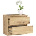 Noptiera cu 2 sertare din PAL laminat 16 mm, 60x40x55 cm, stejar artisan Mob360 - imagine 3