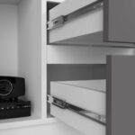 Dulap cu usa, 2 sertare si 7 rafturi, PAL laminat 16 mm, 80x35x180 cm, alb si gri Mob360 - imagine 4