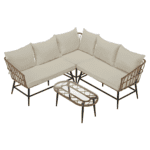 Set de grădină din ratan, natural / bej / negru , ARALY - imagine 3