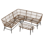 Set de grădină din ratan, natural / bej / negru , ARALY - imagine 4