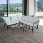 Set de grădină din ratan, natural / bej / negru , ARALY - imagine 6