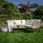 Set de grădină din ratan, natural / bej / negru , ARALY - imagine 7