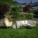 Set de grădină din ratan, natural / bej / negru , ARALY - imagine 8