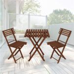 Set mobilier balcon sau terasa din lemn de fag, pliabil, masa 52x51x65 cm si 2 scaune, maro inchis Mob360 - imagine 3