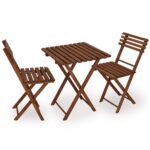 Set mobilier balcon sau terasa din lemn de fag, pliabil, masa 52x51x65 cm si 2 scaune, maro inchis Mob360 - imagine 4