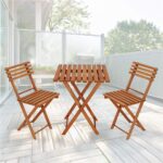 Set mobilier balcon sau terasa din lemn de fag, pliabil, masa 52x51x65 cm si 2 scaune, maro Mob360 - imagine 6