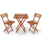 Set mobilier balcon sau terasa din lemn de fag, pliabil, masa 52x51x65 cm si 2 scaune, maro Mob360 - imagine 7