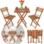 Set mobilier balcon sau terasa din lemn de fag, pliabil, masa 52x51x65 cm si 2 scaune, maro Mob360 - imagine 8