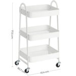 Carucior depozitare 3 niveluri cu roti si frane, structura metalica, 41x31x78 cm, alb Mob360 - imagine 8