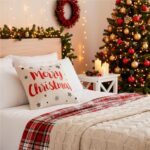 Set 4 fete de perna decorative, 40x40 cm, motive de Craciun, rosu alb Mob360 - imagine 9