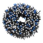 Instalatie luminoasa LED exterior/interior, 1000 LED-uri alb rece cu flash albastru, 80 m, lumina constanta + flash, IP44, conectabila Mob360