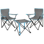 Set masa pliabila cu 2 scaune, structura metalica, husa transport, 47x47x45 cm, gri Mob360