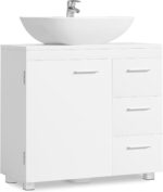 VASAGLE Dulap lavoar baie cu 3 sertare si 2 compartimente, MDF, 30x70x64 cm, alb Mob360 - imagine 2