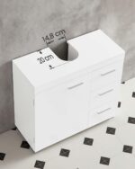 VASAGLE Dulap lavoar baie cu 3 sertare si 2 compartimente, MDF, 30x70x64 cm, alb Mob360 - imagine 3