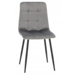 Scaun living tapitat cu catifea, spatar matlasat, 44x54x89 cm, gri Mob360