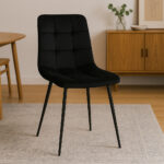 Scaun living tapitat cu catifea, spatar matlasat, 44x54x89 cm, negru Mob360 - imagine 3