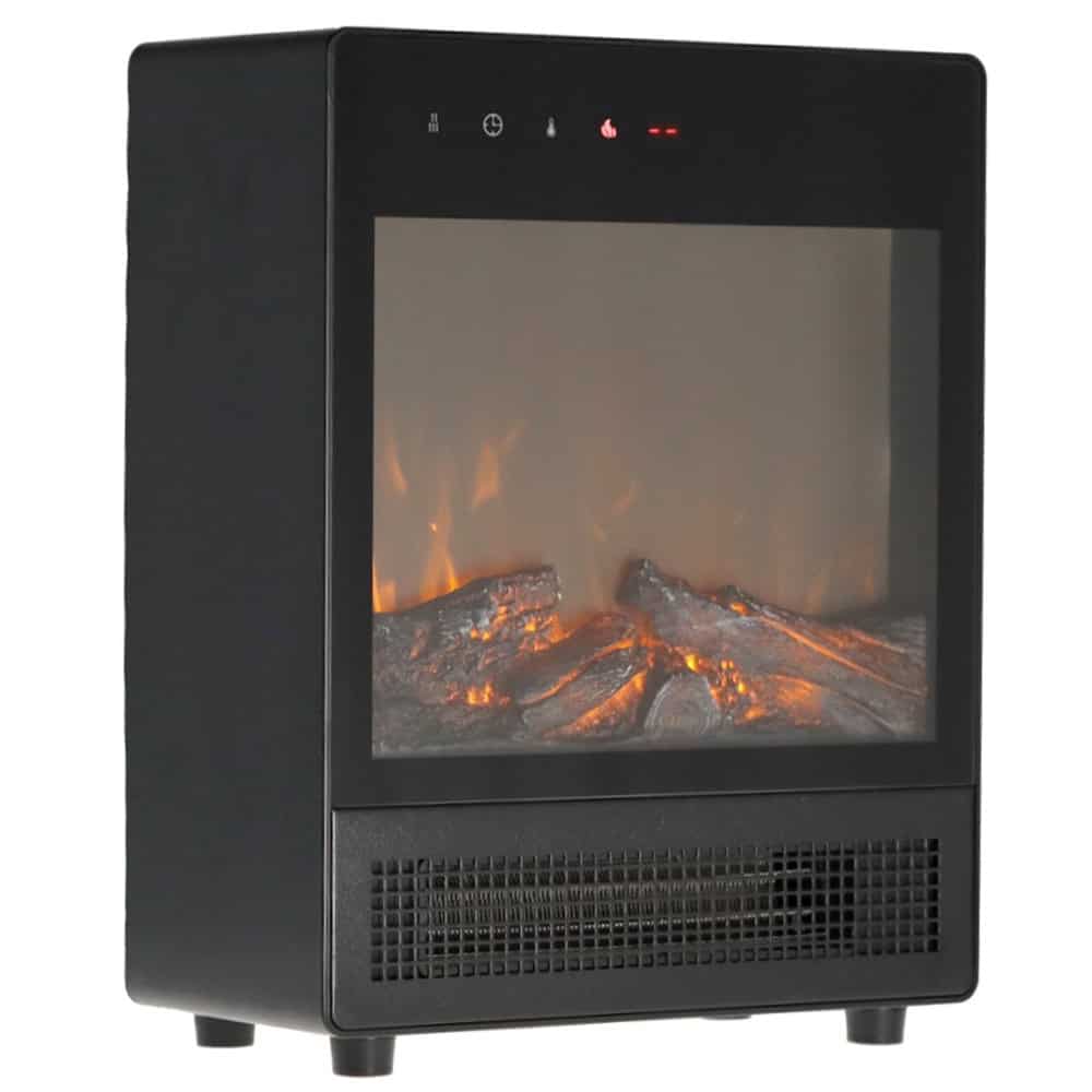 FIN2640-1 Semineu electric cu efect de flacara, 2000W, 2 trepte, termostat, 29x16x39 cm, negru Mob360 - imagine 1