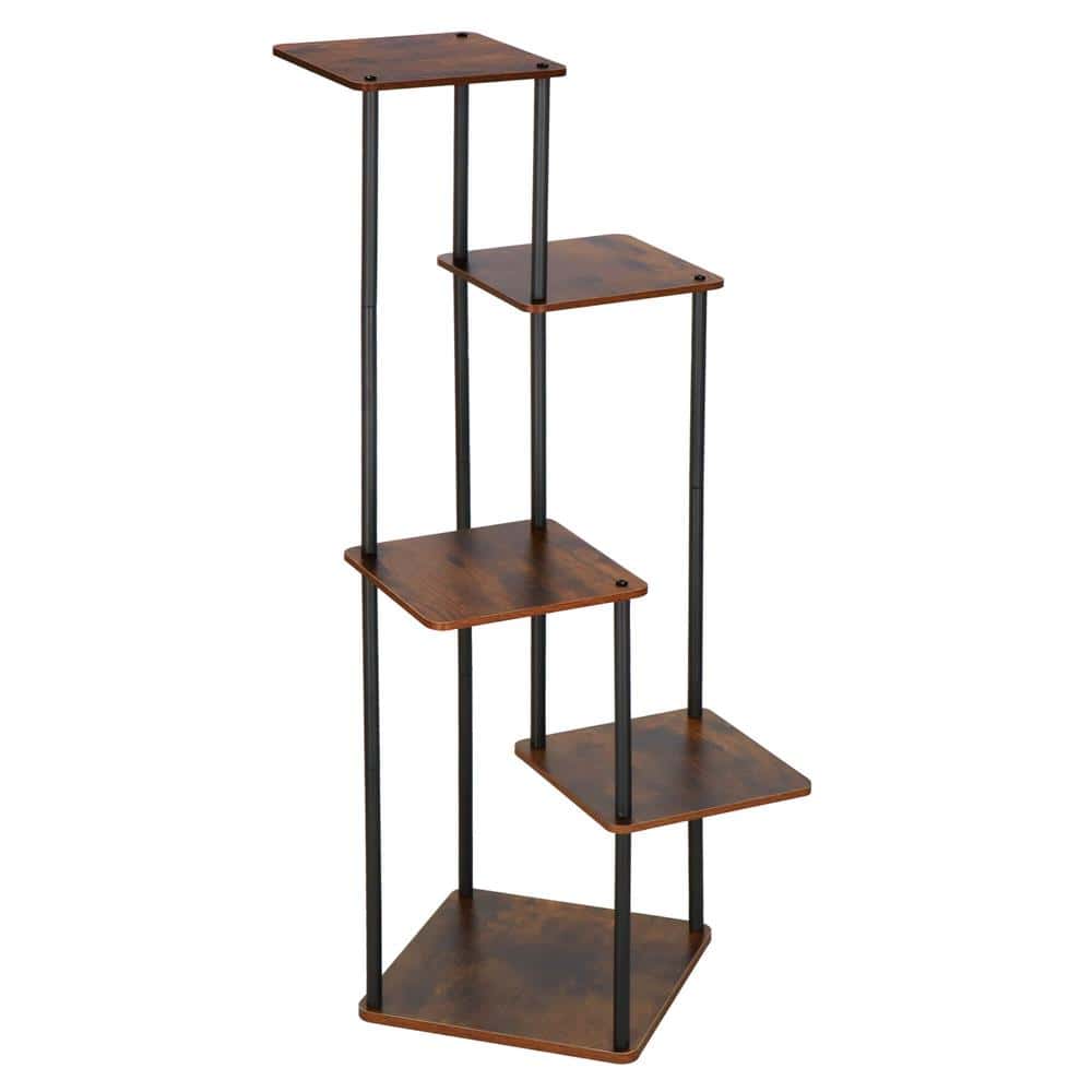 GA-0207-3 Suport pentru flori, 106x58 cm, negru/maro deschis – 5 rafturi, structura metalica, design modern Mob360 - imagine 1