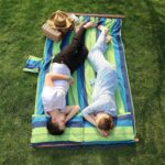 Hamac dublu cu bara lemn, perne incluse, maxim 300 kg, 210x150 cm, verde si albastru Mob360 - imagine 8