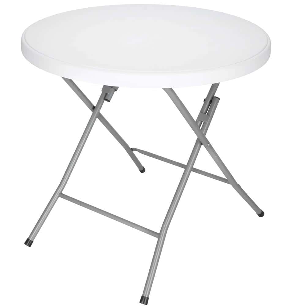 GF-0111-20 Masa pliabila rotunda pentru gradina sau catering 75x80 cm, HDPE si metal, alb Mob360 - imagine 1