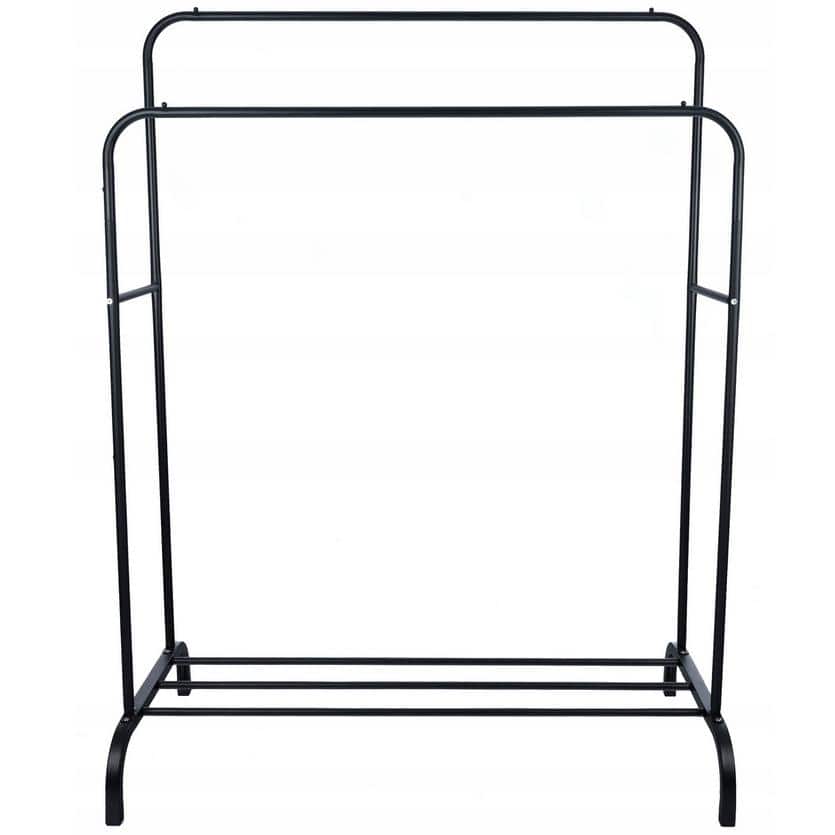 GO-U1A_square Suport metalic pentru haine 110x55x145 cm, cu bara dubla si raft pentru incaltaminte, negru Mob360 - imagine 1
