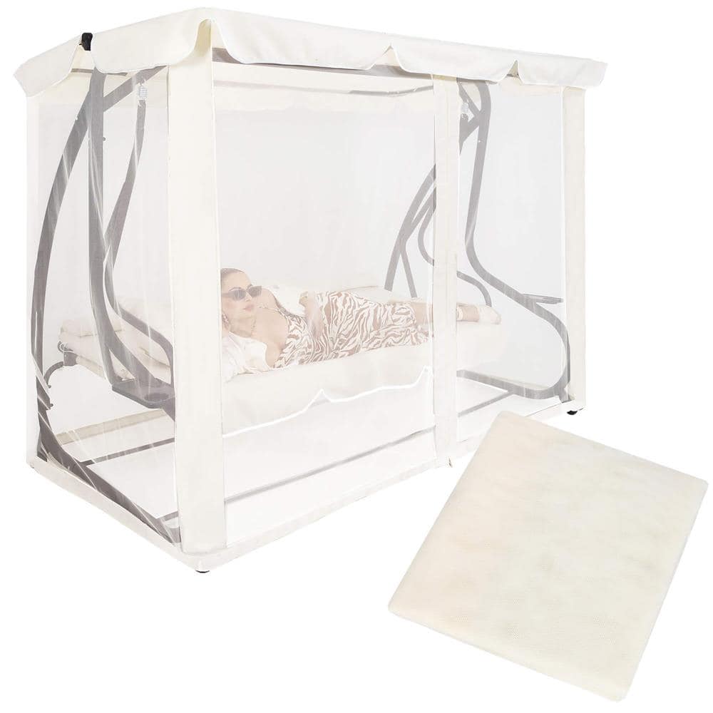 GS0025M-1 Plasa antiinsecte pentru leagan de gradina, 165x680 cm, bej Mob360 - imagine 1