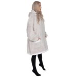 Hanorac tip patura oversize din fleece moale, cu gluga si buzunar mare, gri Mob360 - imagine 4