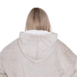 Hanorac tip patura oversize din fleece moale, cu gluga si buzunar mare, gri Mob360 - imagine 5