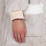 Hanorac tip patura oversize din fleece moale, cu gluga si buzunar mare, gri Mob360 - imagine 8