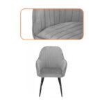 Scaun living tapitat, design modern, catifea, picioare metalice, 85x52x46 cm, gri Mob360 - imagine 3