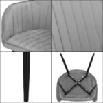 Scaun living tapitat, design modern, catifea, picioare metalice, 85x52x46 cm, gri Mob360 - imagine 9