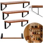 Set 3 rafturi de perete din metal si MDF, 30-35-40x12 cm, negru si maro Mob360 - imagine 2