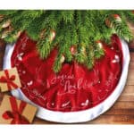 Covor decorativ pentru brad, din fetru matlasat, diametru 90 cm, rosu Mob360 - imagine 2