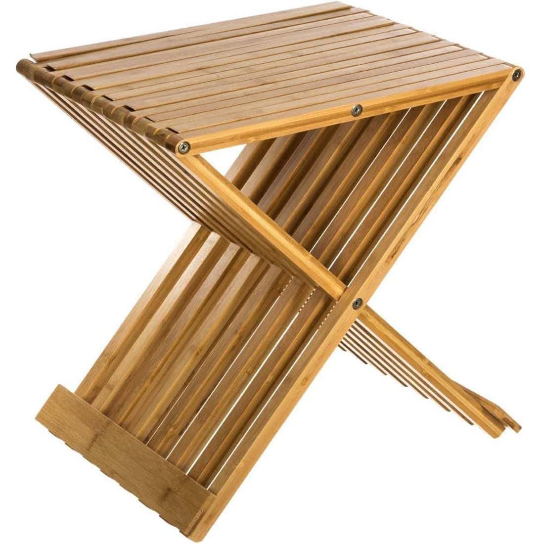 JJ-150729-5 Taburet pliabil 5Five din bambus, 40x32x45 cm, maro caramel Mob360 - imagine 1