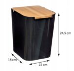 Cos gunoi 5Five Natureo cu capac, polipropilena si bambus, 5 litri, 22x19x24 cm, negru Mob360 - imagine 2