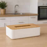 Cutie servetele 5Five Natureo cu capac detasabil, polipropilena, 26x13x9 cm, alb Mob360 - imagine 2