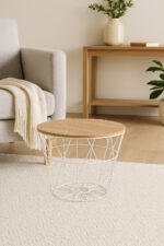 Masuta cafea Atmosphera Kumi, otel si MDF, 38x30 cm, alb Mob360 - imagine 2