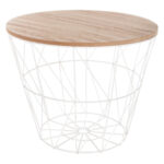 Masuta cafea Atmosphera Kumi, otel si MDF, 38x30 cm, alb Mob360