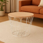 Masuta cafea Atmosphera Kumi, otel si MDF, 38x30 cm, alb Mob360 - imagine 3