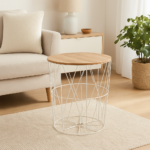 Masuta cafea Atmosphera Kumi, otel si MDF, 47x57 cm, alb Mob360 - imagine 2