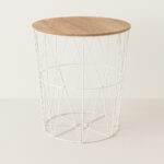 Masuta cafea Atmosphera Kumi, otel si MDF, 47x57 cm, alb Mob360 - imagine 3