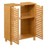 Dulap baie 5Five Sicela pentru lavoar, cu usi si rafturi, bambus si MDF, 60x28x80 cm, natur Mob360 - imagine 4