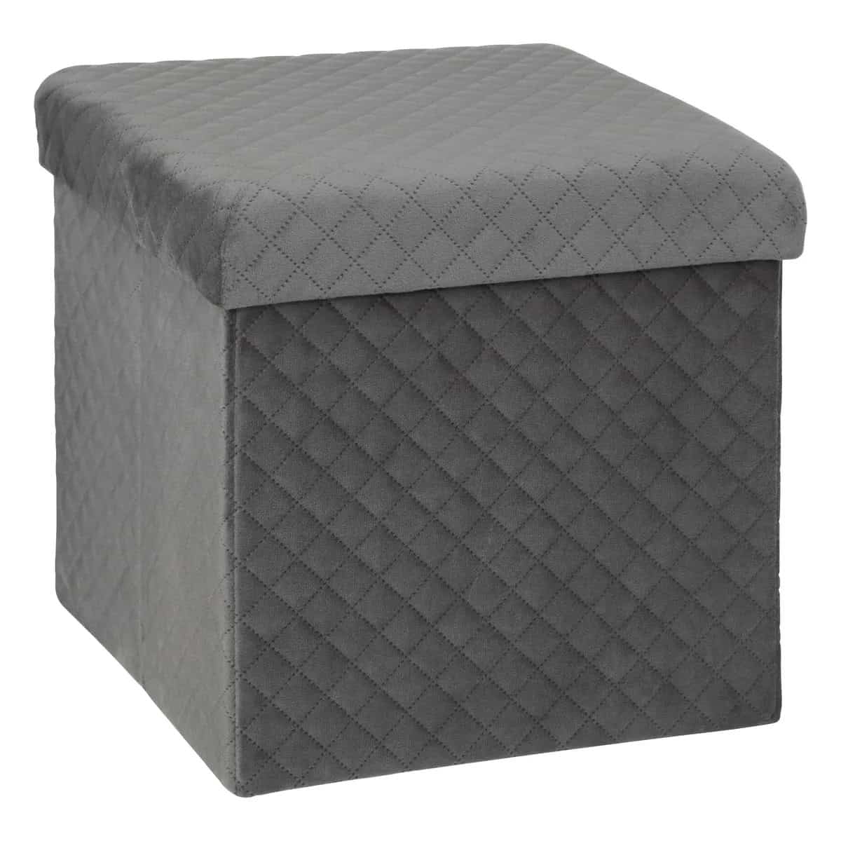 JJ-167845E-4 Taburet pliabil 5Five patrat cu spatiu de depozitare, MDF, 31x31x31 cm, gri Mob360 - imagine 1