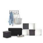 Taburet pliabil 5Five patrat cu spatiu de depozitare, MDF, 31x31x31 cm, gri inchis Mob360 - imagine 3