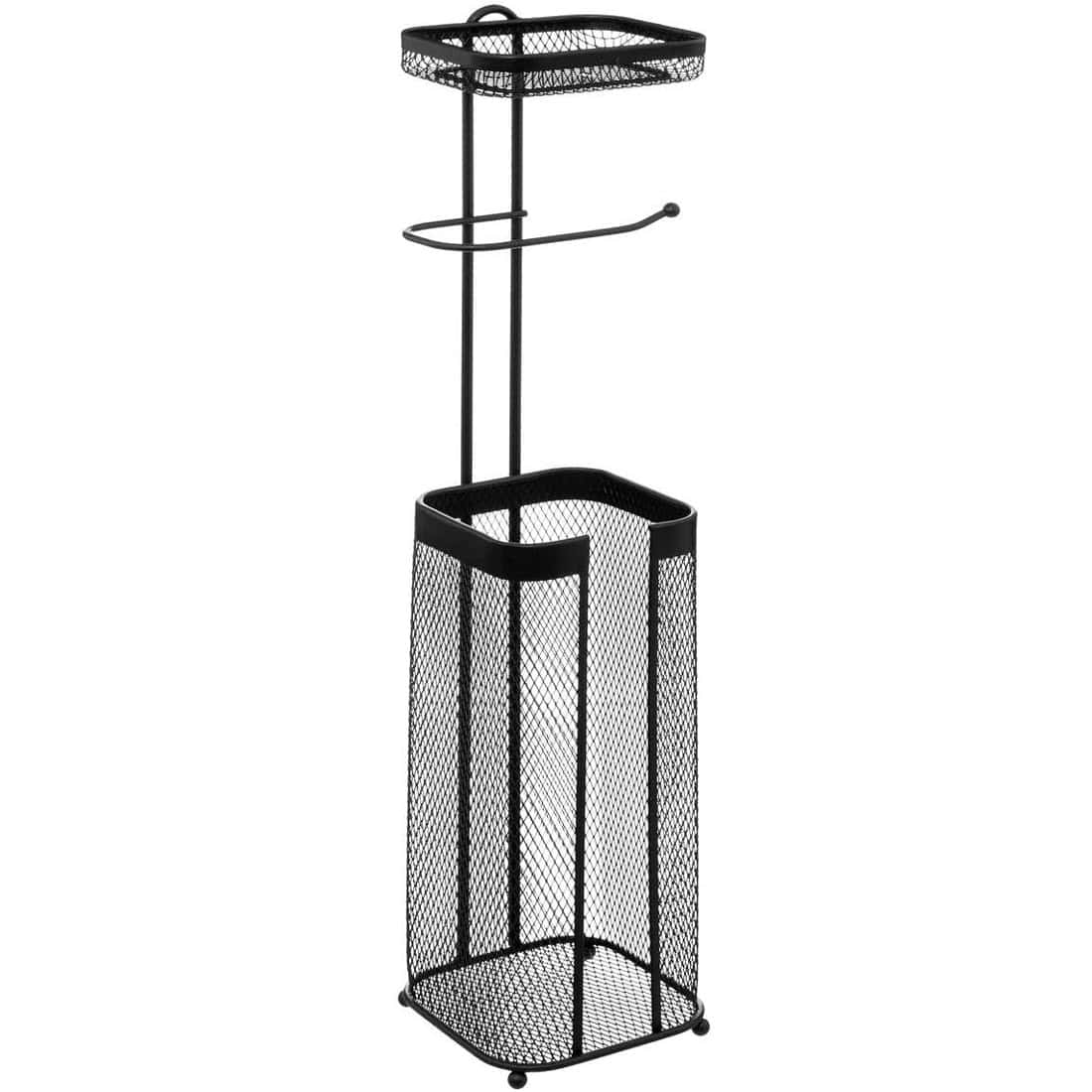 JJ-174772-5 Suport hartie igienica 5Five Mayaj cu spatiu depozitare, otel, 17x16x73 cm, negru Mob360 - imagine 1