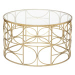 Masa cafea Atmosphera Artifice rotunda, sticla si metal, 71x41 cm, auriu Mob360