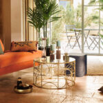 Masa cafea Atmosphera Artifice rotunda, sticla si metal, 71x41 cm, auriu Mob360 - imagine 2