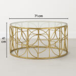 Masa cafea Atmosphera Artifice rotunda, sticla si metal, 71x41 cm, auriu Mob360 - imagine 5