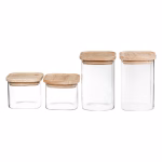 Set 4 borcane depozitare ermetice 5Five, sticla borosilicata si capac lemn, transparent Mob360 - imagine 3