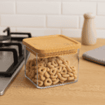 Cutie depozitare 5Five Eske patrata 0.5L, capac bambus, PS transparent Mob360 - imagine 2